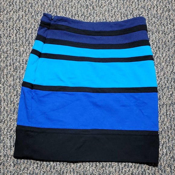 EXPRESS Black Blue Teal Short Stretch Skirt Size 4 - Picture 12 of 15